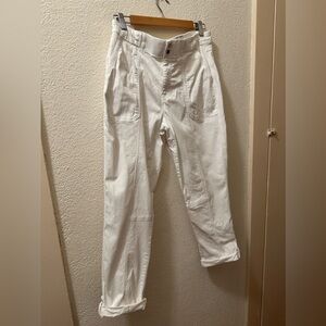WHBM Pants Women’s White Cotton Blend Mid Rise Pret-A-Pedi Straight Crop Size 10